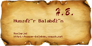 Huszár Balabán névjegykártya